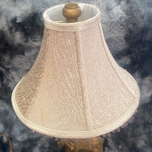 Elegant Gold Elephant Table Lamp with Beaded Trimmed Cloth shade - Picture 6 of 17